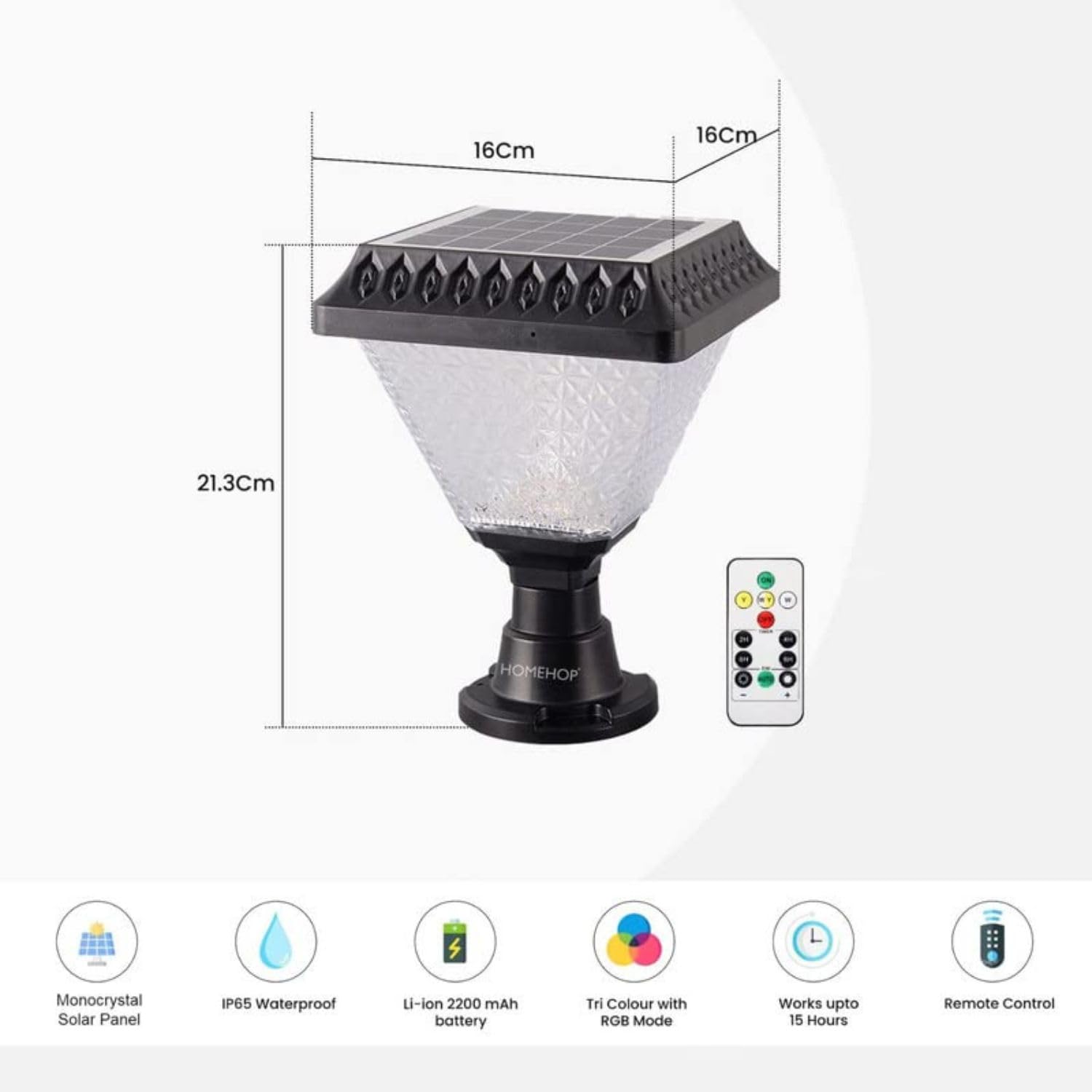 Homehop Solar Light Outdoor Home 10W LED Main Gate Light Waterproof Decoration Lamp for Pillar, Compound Wall and Garden (ABS, RGB)