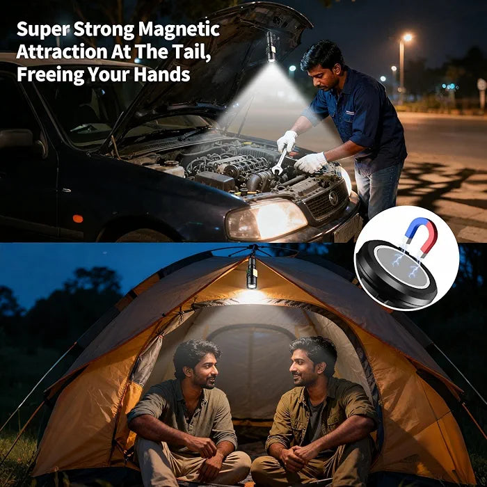 Svoko Torch Light High Power Rechargeable, IP67 Waterproof Led Charging Flashlight High Beam 2km Long Range with 9 Light Modes, Magnetic, Adjustable Portable Powerful Torchlight for Camping, Outdoor 5 years warranty